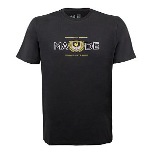 Camiseta Estampada Masculina Made in Mato Shield Preta