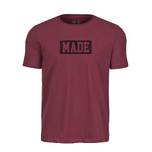 Camiseta Estampada Masculina Made in Mato Frame Bordô