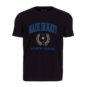 Camiseta Estampada Masculina Made in Mato Country Culture Preta