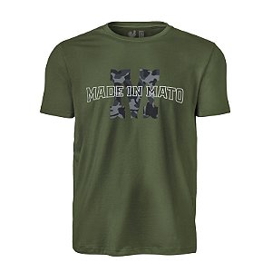 Camiseta Estampada Masculina Made in Mato Military Urban Musgo