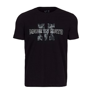 Camiseta Estampada Masculina Made in Mato Military Urban Preta