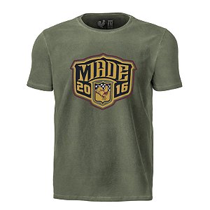 Camiseta Estampada Masculina Made in Mato Stone Militar