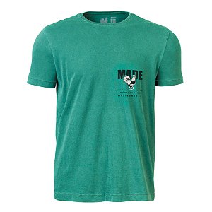 Camiseta Estampada Masculina Made in Mato Stone Verde Água