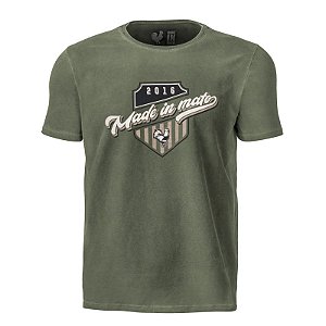 Camiseta Estampada Masculina Made in Mato Stone Militar