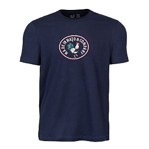Camiseta Estampada Masculina Vintage Oval Azul Marinho