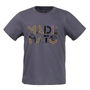 Camiseta Estampada Infantil Made Peças Cinza
