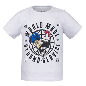 Camiseta Estampada Infantil Galo Globo Branca