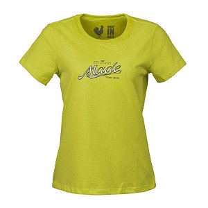 Camiseta Estampada Feminina Made in Mato Relief Verde