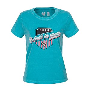 Camiseta Estampada Feminina Made in Mato Stone Azul