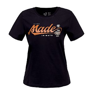Camiseta Estampada Feminina Made in Mato Postal Preta