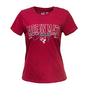 Camiseta Estampada Feminina Made in Mato Rubrica Vermelha
