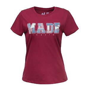 Camiseta Estampada Feminina Made in Mato Carolina Vermelha