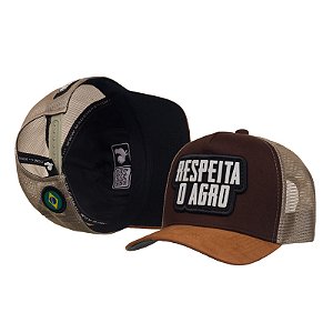 Boné Trucker Made in Mato Respeita Agro Brown e Aba Kaki