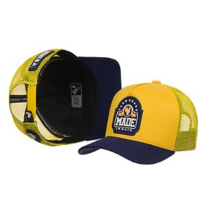 Boné Trucker Made in Mato School Yellow e Aba Blue