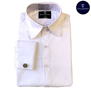 Camisa Social Slim Fit Punho Duplo 100% Algodão T&C