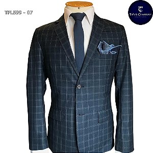 Terno Masculino Slim Poliviscose Azul Xadrez Corte italiano