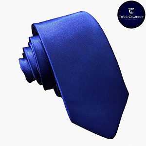 Gravata Semi-Slim 7.5cm Azul Royal Acetinado Feito no Brasil