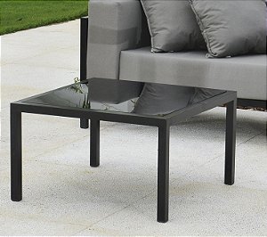 Mesa de centro de  alumínio e tampo de vidro Torino