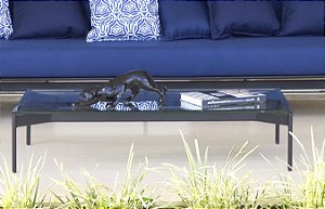 Mesa de centro de  alumínio e tampo de vidro Lucca