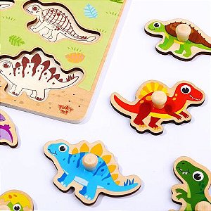 Tabuleiro de Encaixe Com Pinos Dinossauros - Tooky Toy