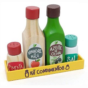 Coleção Comidinhas em Madeira Kit Condimentos - Newart