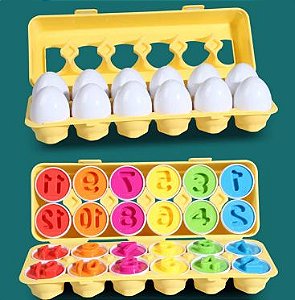 Caixa de Ovos de Encaixar Números e Cores - Caixa com 12 unidades