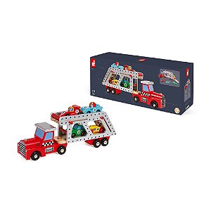 Carrinho com 4 Carrinhos Speed Racer - Janod