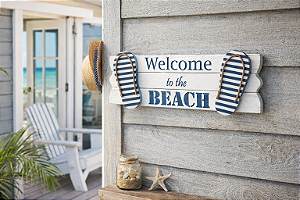 Placa Decorativa Náutica Welcome to the Beach Decoração Praiana