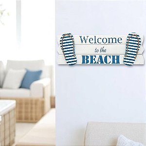 Placa Decorativa Náutica Welcome to the Beach Decoração Praiana