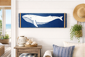 Quadro Azul Baleia Jubarte Decoração Náutica Praia