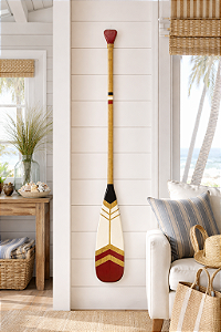 Remo Decorativo Canadense Ponta Vermelha 130 cm Decoração de Parede em madeira para Casa de Praia e Náutica