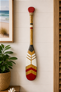 Remo Decorativo Canadense Ponta Vermelha 55 cm Decoração de Parede em madeira para Casa de Praia e Náutica