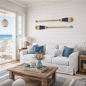 Remo Decorativo Azul Marinho com listras 130 cm Decoração Náutica Praia