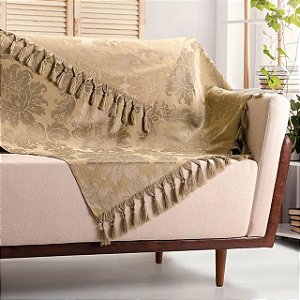 Manta para Sofá Imperial Medalhão Jacquard Bege