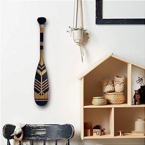 Remo Decorativo Preto 55 cm Decoração de Parede em madeira para Casa de Praia e Náutica