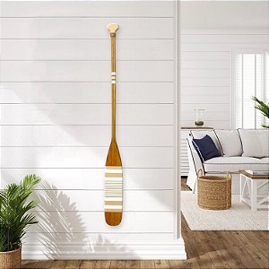Remo Decorativo Listras Bege 130 cm Decoração de Parede em madeira para Casa de Praia e Náutica