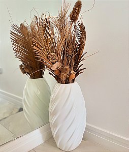 Vaso Decorativo Serenidade Grande Branco 40x21 em Cerâmica