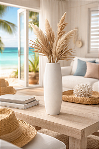 Vaso Decorativo Classic Médio em Cerâmica Branco