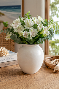 Vaso Decorativo em Cerâmica Branco Grande