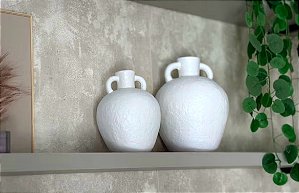 Vaso Decorativo com Alças Grande em Cerâmica Branco