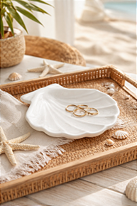 Petisqueira Concha Branca Grande em Cerâmica