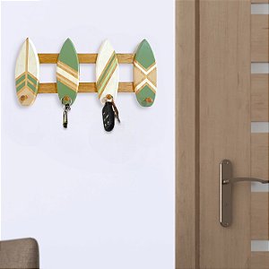 Cabideiro Prancha Verde 40 cm Decoração Náutica Praia