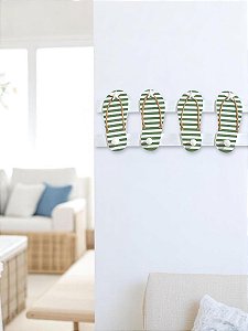 Cabideiro Chinelinho Verde 40 cm Decoração Náutica Praia