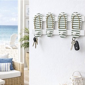 Cabideiro Chinelinho Verde 40 cm Decoração Náutica Praia