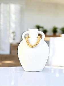 Vaso Decorativo Branco com Colar Grande