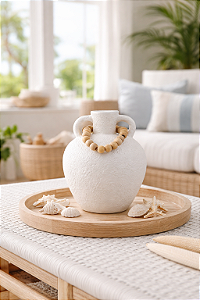 Vaso Decorativo Branco com Colar Médio
