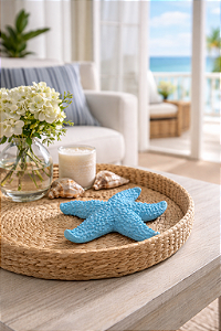 Estrela Decorativa De Mesa Azul Claro em Resina 16 Cm