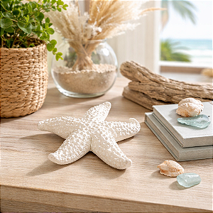 Estrela Decorativa De Mesa Branca em Resina 11 Cm