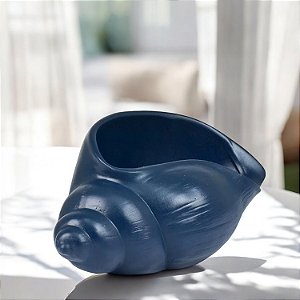 Vaso Decorativo Concha Azul Marinho em Cerâmica