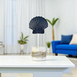 Enfeite Decorativo Pedestal Concha Azul Marinho 25cm